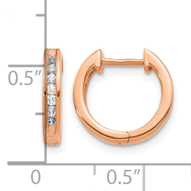 14K Roségold Creolen mit Klappscharnier und echten Diamanten