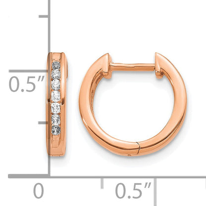 14K Roségold Creolen mit Klappscharnier und echten Diamanten