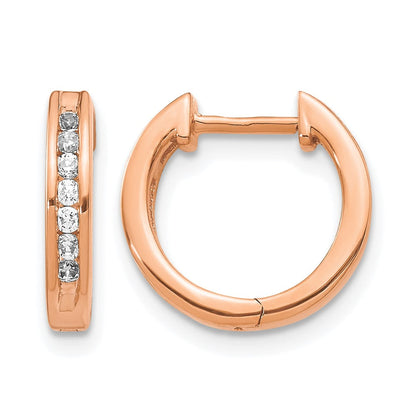 14K Roségold Creolen mit Klappscharnier und echten Diamanten