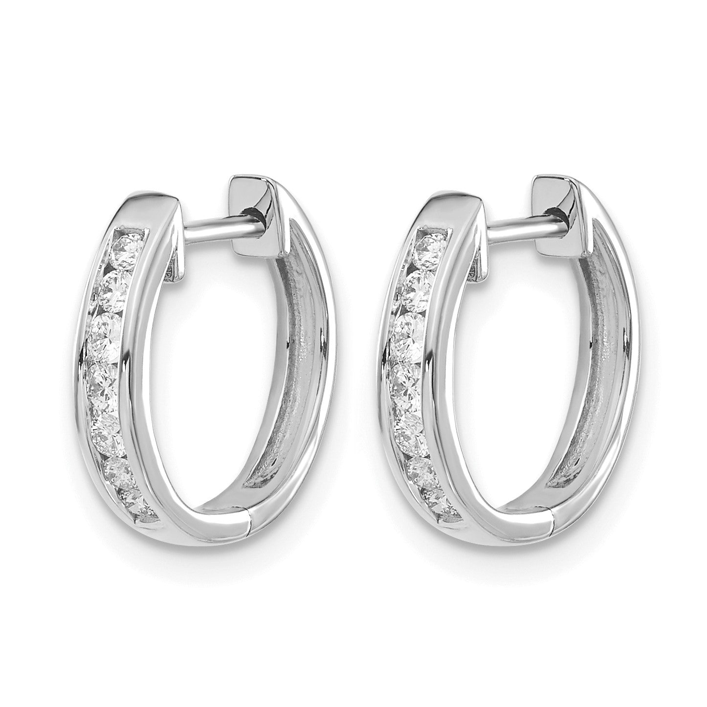 14K Weißgold Creolen mit echten Diamanten und Klappscharnier