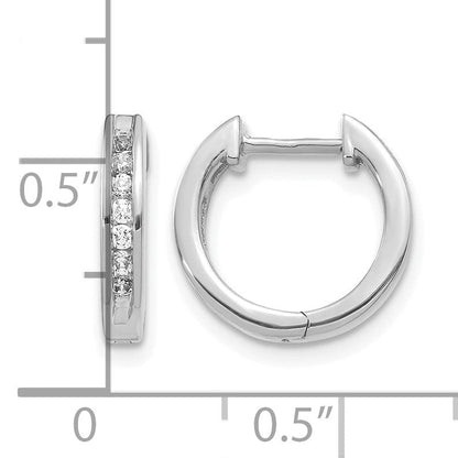 14K Weißgold Creolen mit echten Diamanten und Klappscharnier