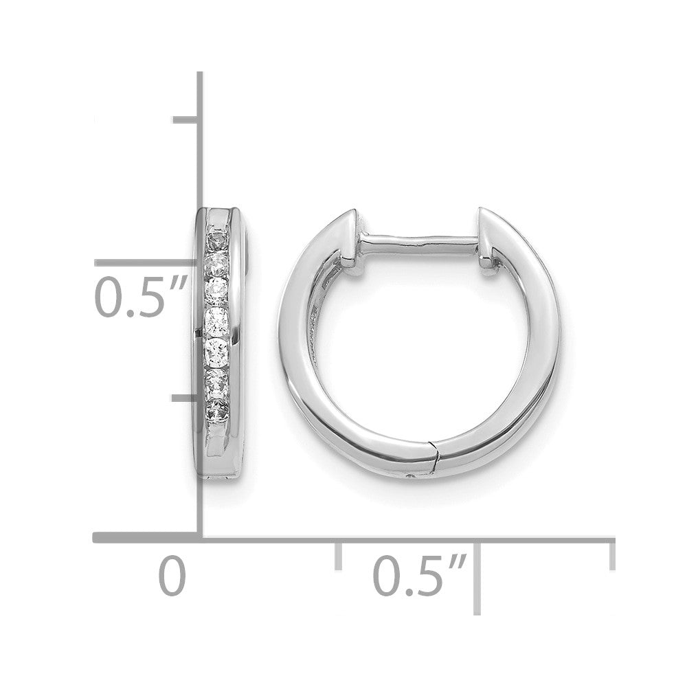 14K Weißgold Creolen mit echten Diamanten und Klappscharnier