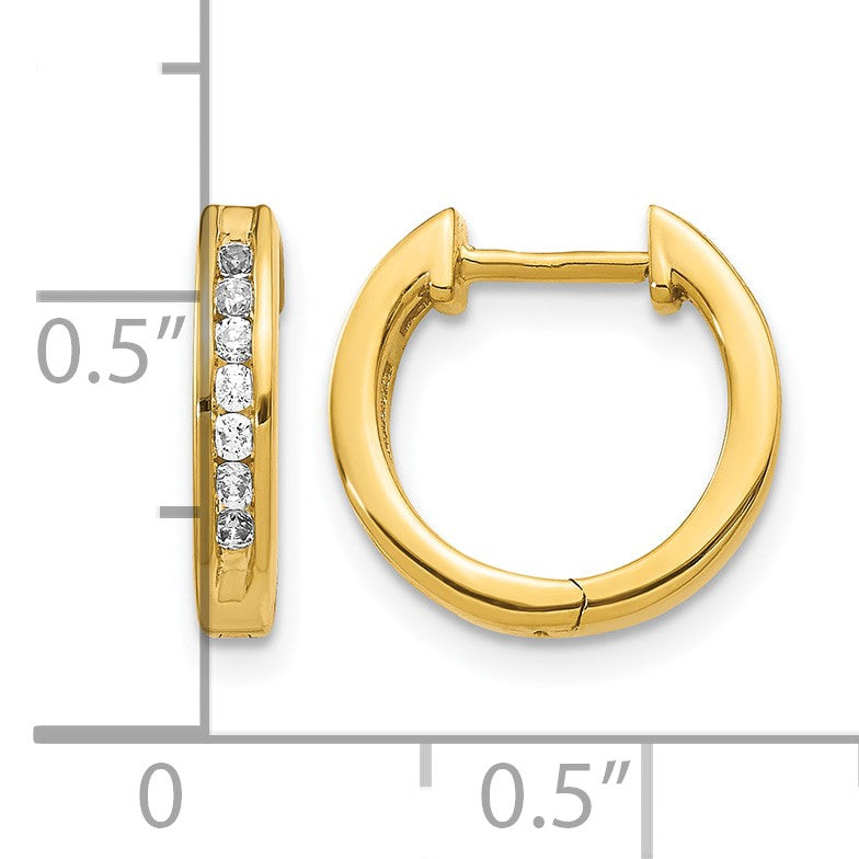 14K Gelbgold Creolen mit echten Diamanten und Klappscharnier