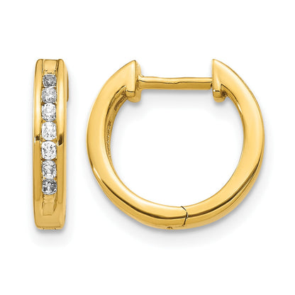 14K Gelbgold Creolen mit echten Diamanten und Klappscharnier