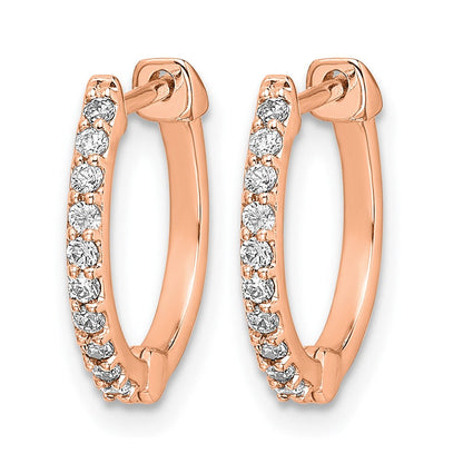 14K Roségold Ohrringe mit echten Diamanten, Creolen mit Klappscharnier