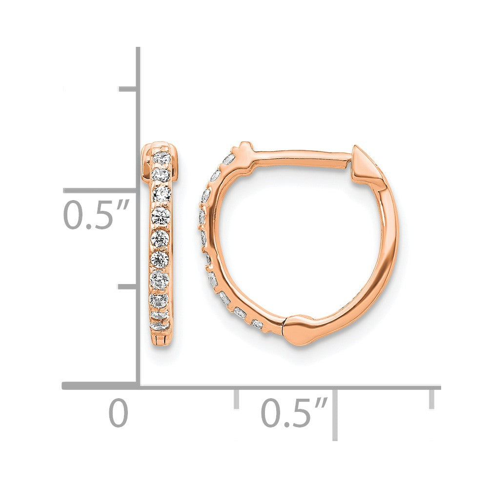 14K Roségold Creolen mit Scharnier, 0,2 ct. Labor-gezüchteten Diamanten, VS/SI+, G+
