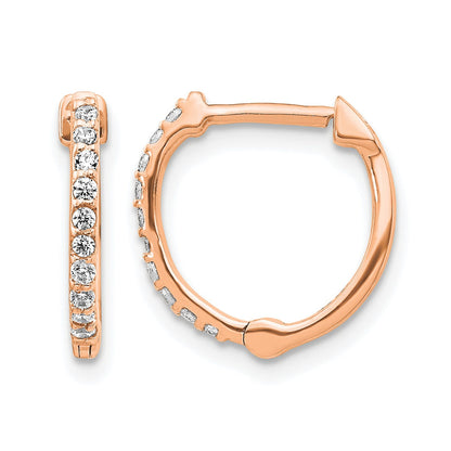 14K Roségold Ohrringe mit echten Diamanten, Creolen mit Klappscharnier