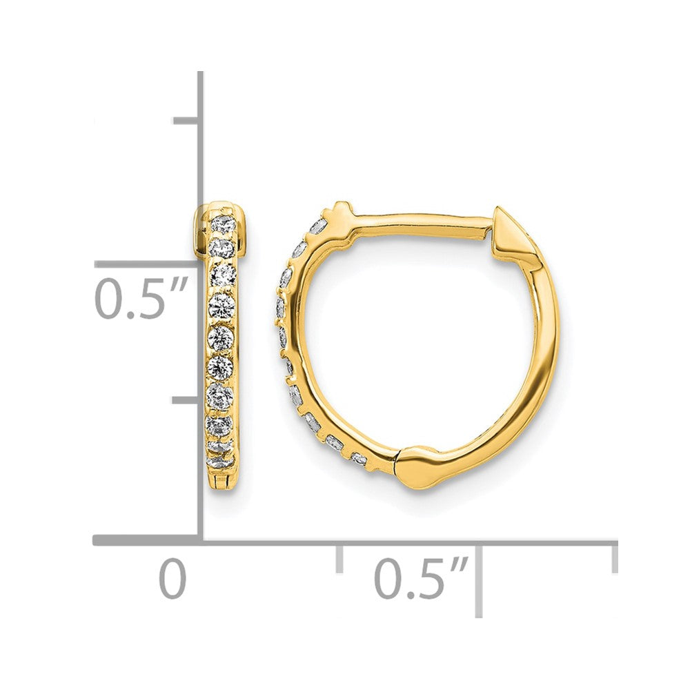 14K Gelbgold Creolen mit echten Diamanten und Scharniermechanismus