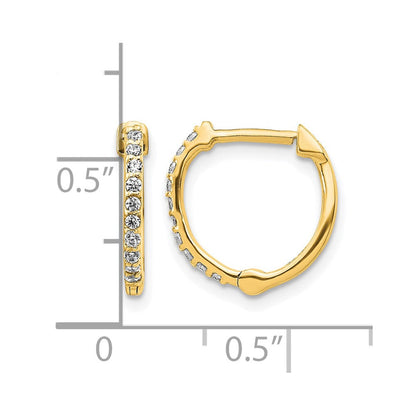 14K Gelbgold Creolen mit echten Diamanten und Scharniermechanismus