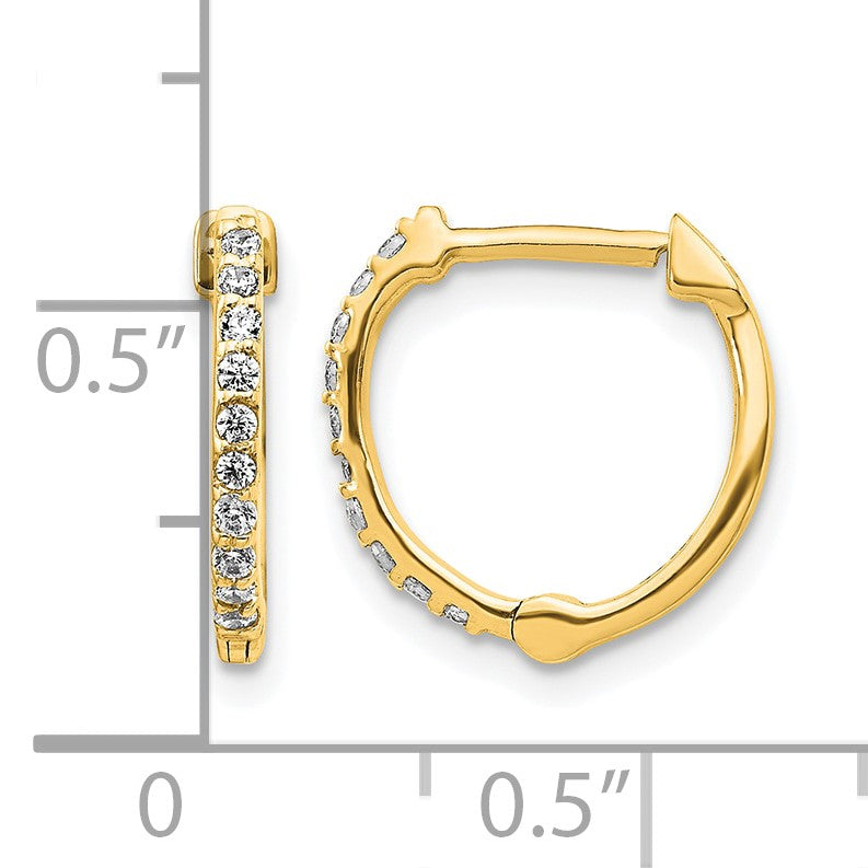 14K Gelbgold Creolen mit echten Diamanten und Scharniermechanismus