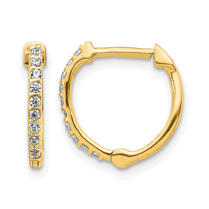 14K Gelbgold Creolen mit echten Diamanten und Scharniermechanismus