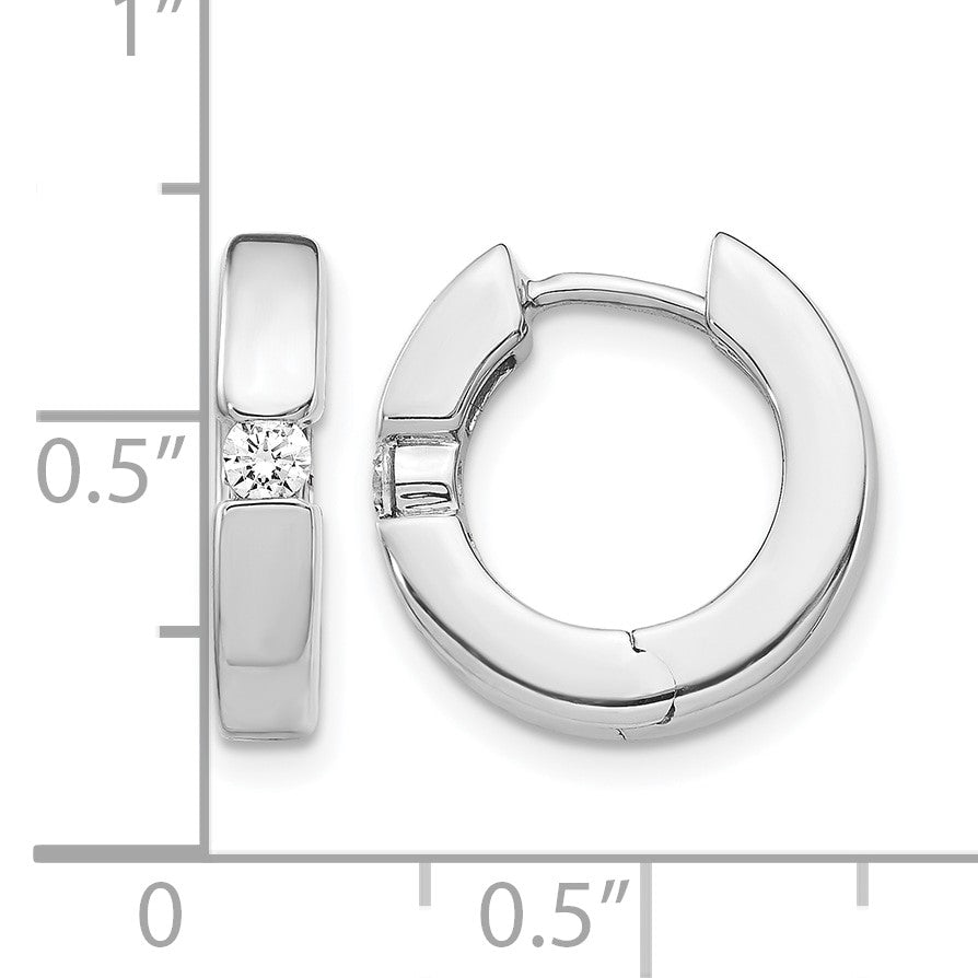 14K Weißgold Klapp-Creolen mit echten AA-Diamanten