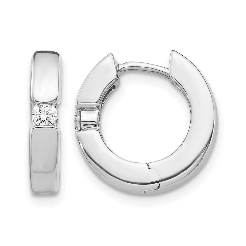 14K Weißgold Klapp-Creolen mit echten AA-Diamanten