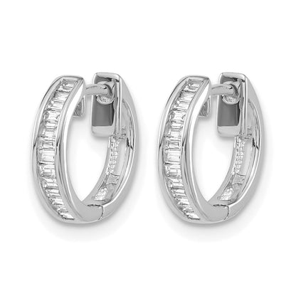 10K Weißgold Baguette Diamant Klappbar Creolen