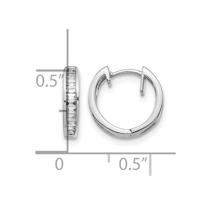 10K Weißgold Baguette Diamant Klappbar Creolen