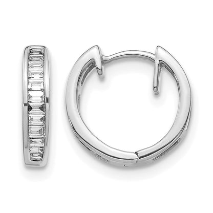 10K Weißgold Baguette Diamant Klappbar Creolen