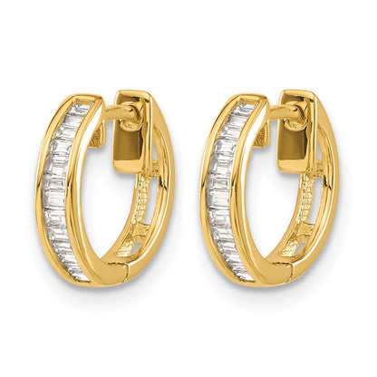 10K Gelbgold Baguette Diamant Klappbar Creolen