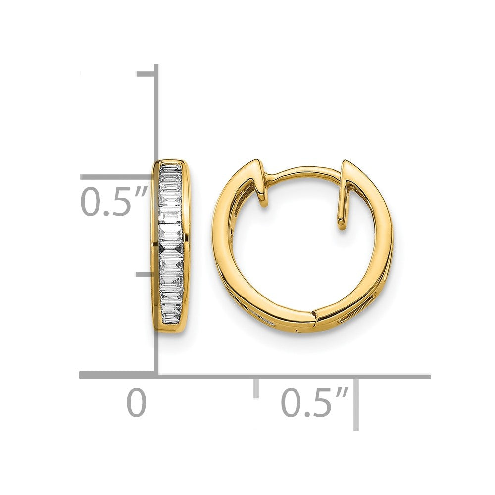 10K Gelbgold Baguette Diamant Klappbar Creolen