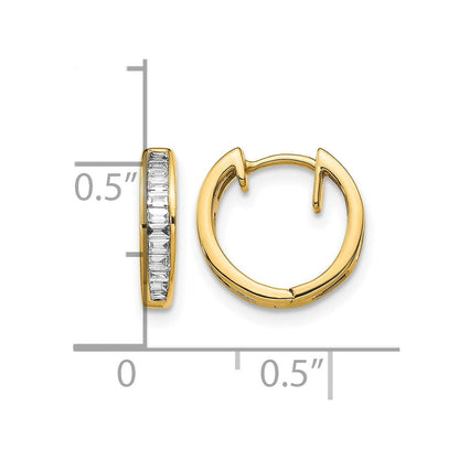 10K Gelbgold Baguette Diamant Klappbar Creolen