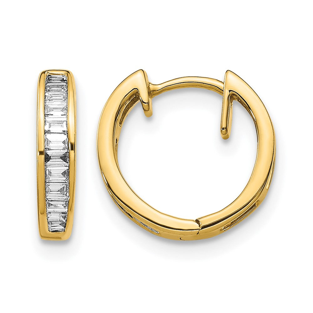 10K Gelbgold Baguette Diamant Klappbar Creolen
