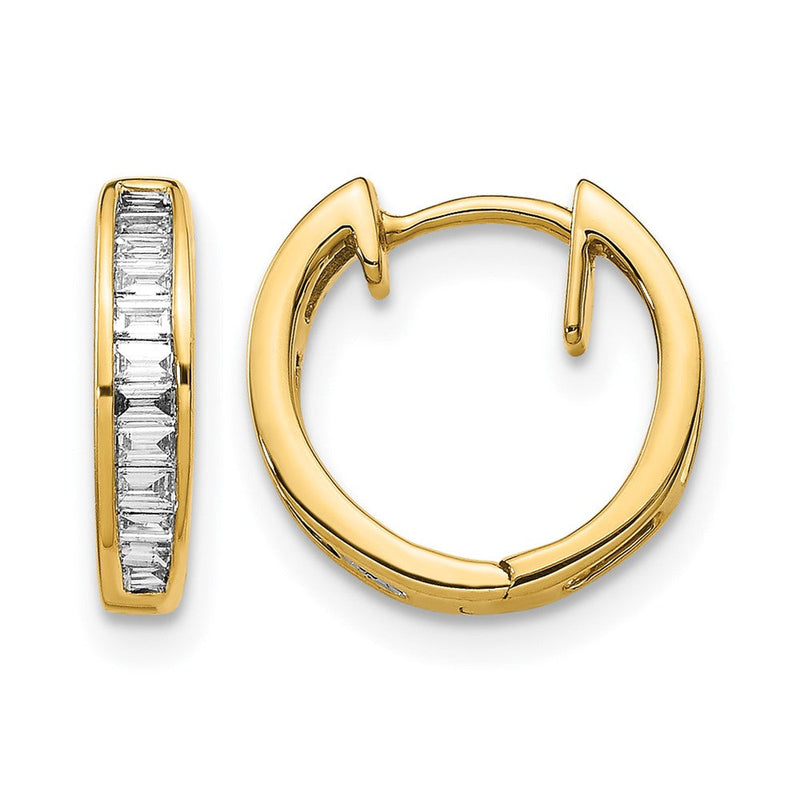 10K Gelbgold Baguette Diamant Klappbar Creolen