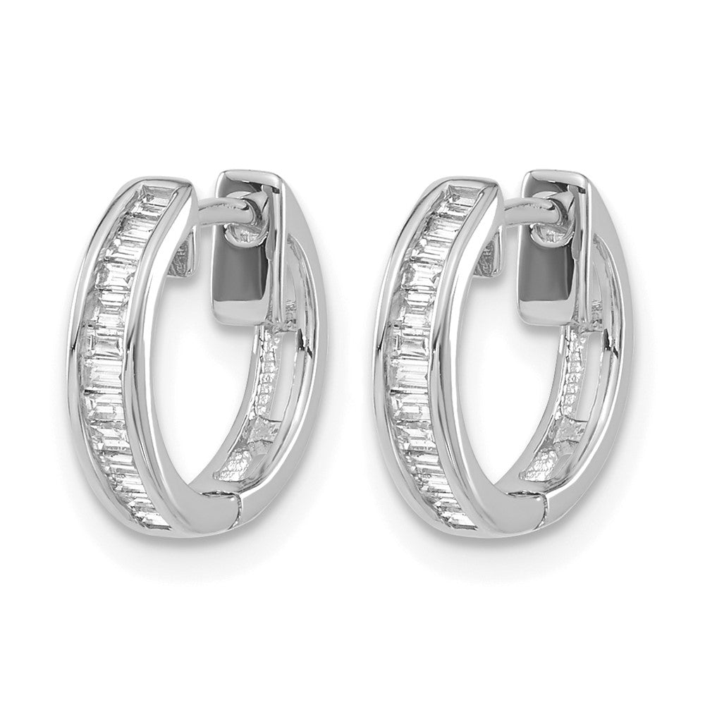 14K Weißgold Baguette Diamant Klappbar Creolen