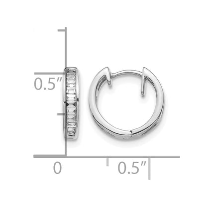 14K Weißgold Baguette Diamant Klappbar Creolen