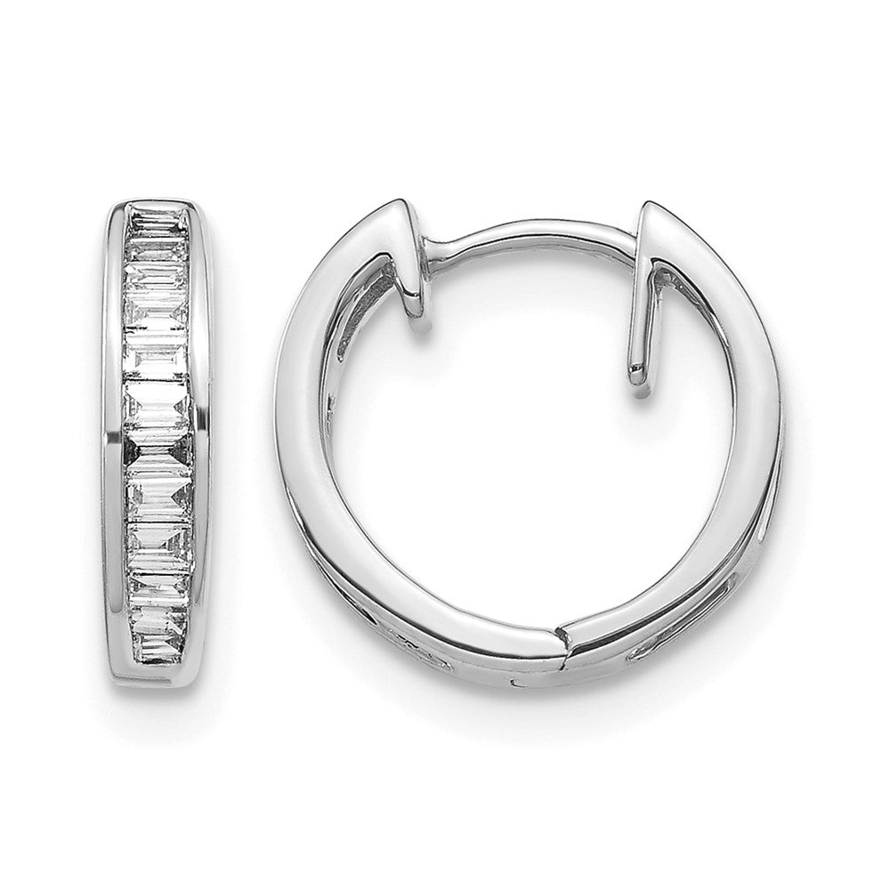 14K Weißgold Baguette Diamant Klappbar Creolen