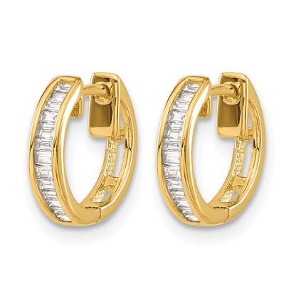 14K Gelbgold Baguette Diamant Klappbar Creolen
