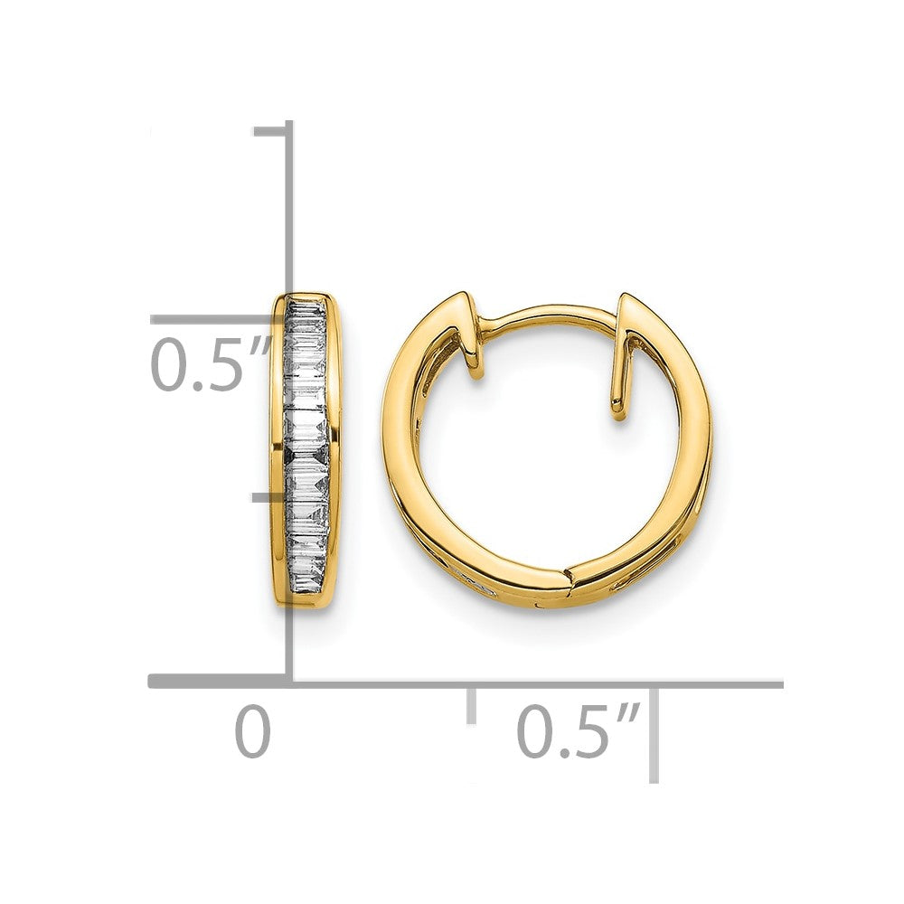14K Gelbgold Baguette Diamant Klappbar Creolen