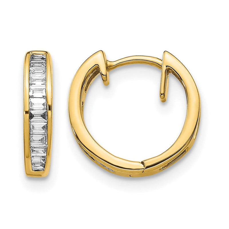 14K Gelbgold Baguette Diamant Klappbar Creolen