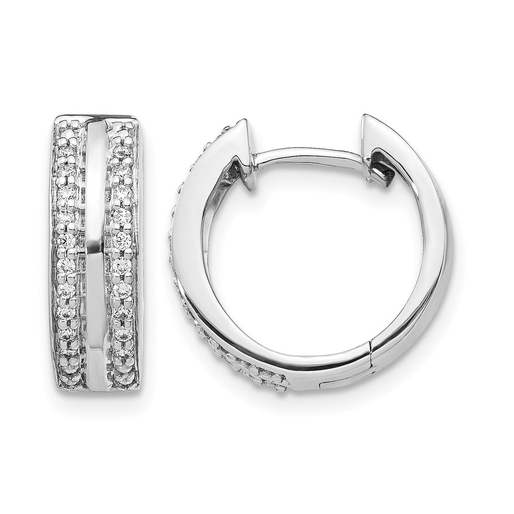 10K Weißgold 2-row Diamant Klappbar Creolen