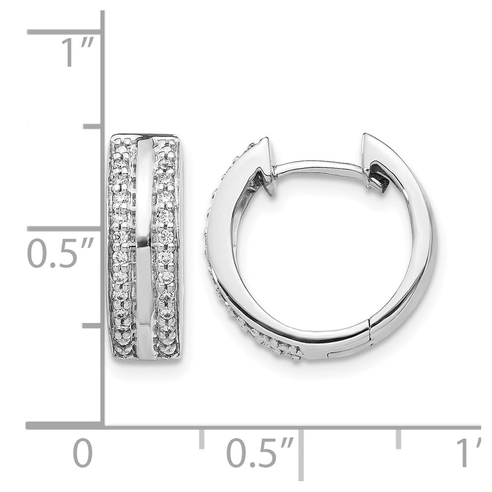 14K Weißgold Diamant-Creolen mit Klappscharnier, zweireihig, 0,XX ct