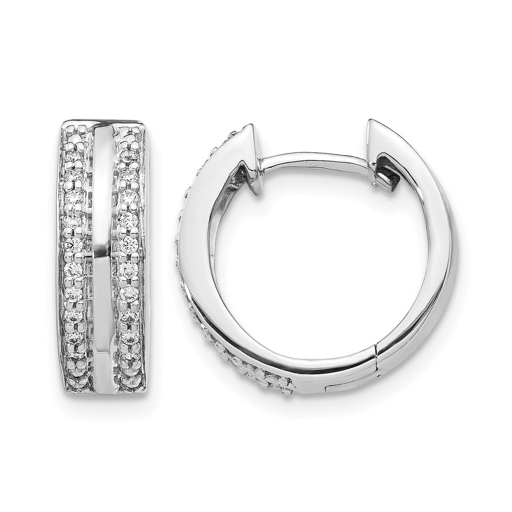 14K Weißgold Diamant-Creolen mit Klappscharnier, zweireihig, 0,XX ct