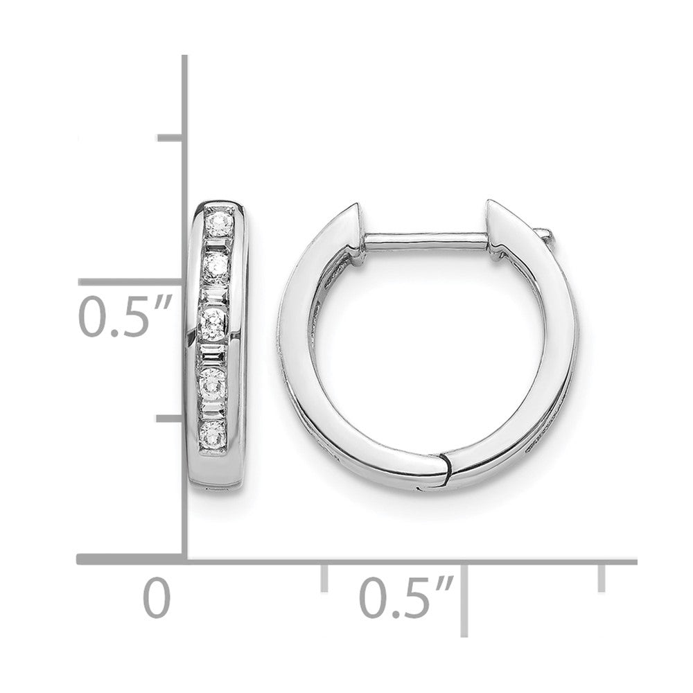 10K Weißgold Rund/baguette Diamant Klappbar Creolen