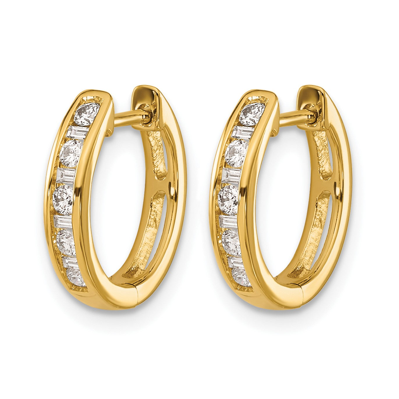 10K Gelbgold Rund/baguette Diamant Klappbar Creolen