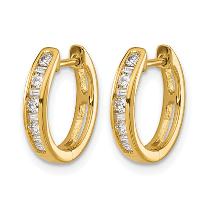 10K Gelbgold Rund/baguette Diamant Klappbar Creolen
