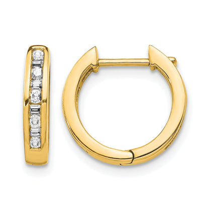 10K Gelbgold Rund/baguette Diamant Klappbar Creolen