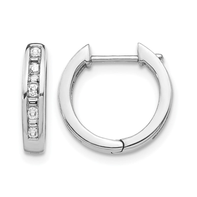 14K Weißgold Rund/baguette Diamant Klappbar Creolen