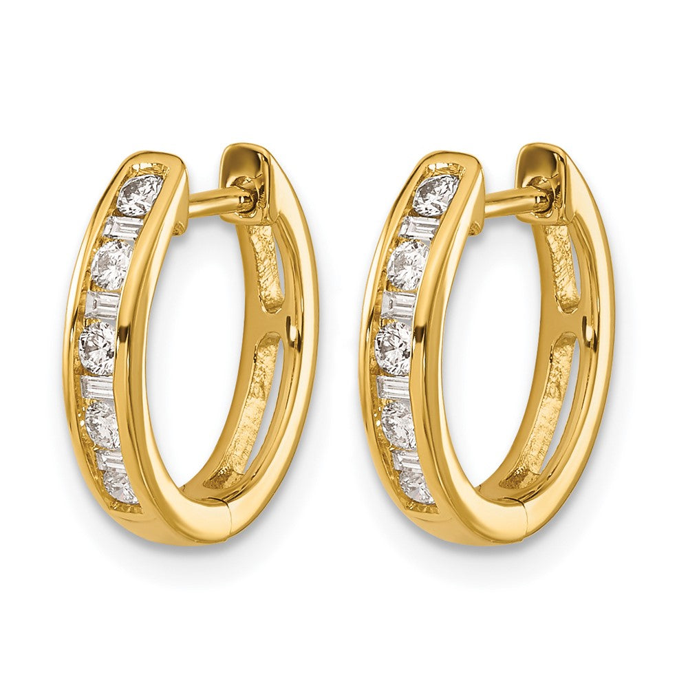14K Gelbgold Rund/baguette Diamant Klappbar Creolen