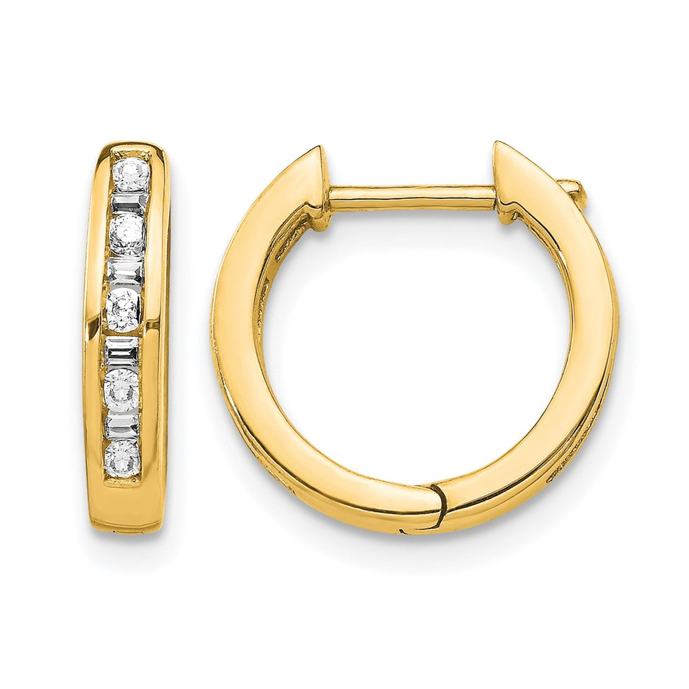 14K Gelbgold Rund/baguette Diamant Klappbar Creolen