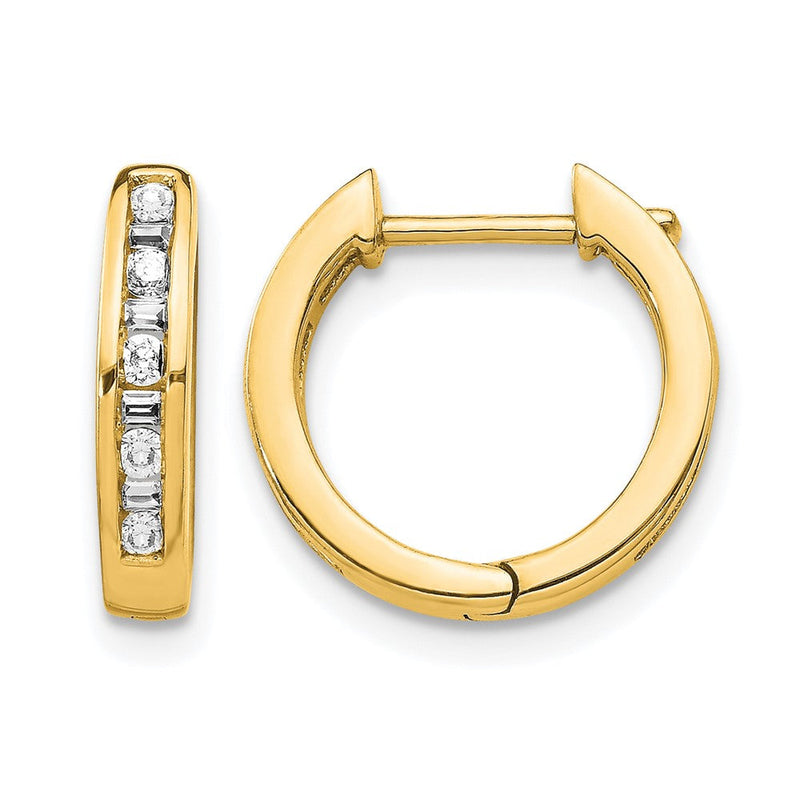 14K Gelbgold Rund/baguette Diamant Klappbar Creolen