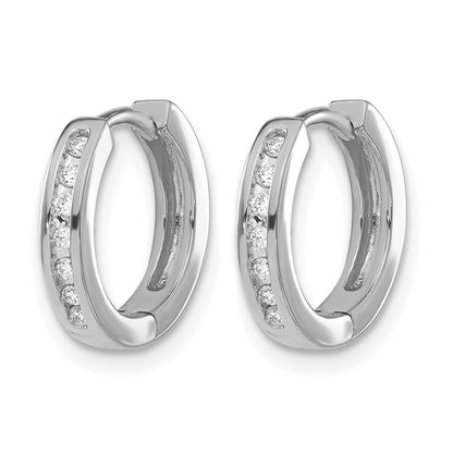 14K Weißgold Creolen mit Klappscharnier und echten Diamanten