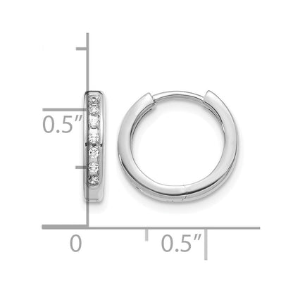14K Weißgold Creolen mit Klappscharnier und echten Diamanten