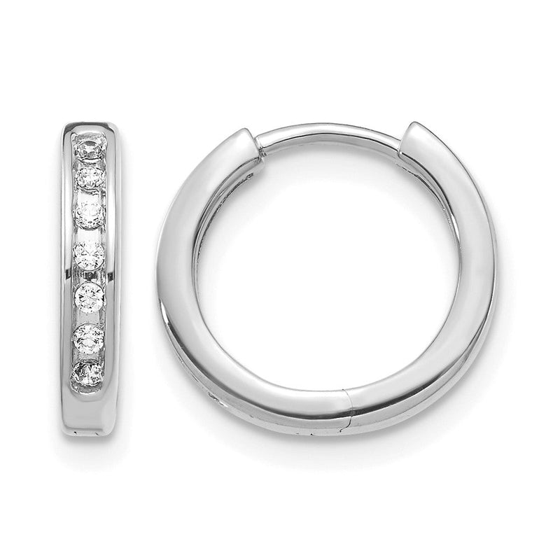 14K Weißgold Creolen mit Klappscharnier und echten Diamanten