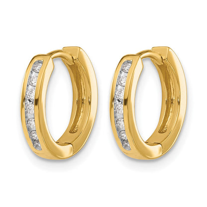 14K Gelbgold Creolen mit echten Diamanten und Klappscharnier