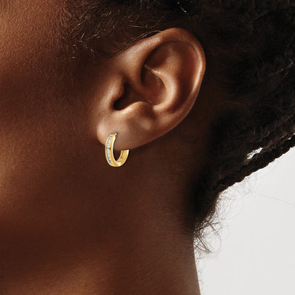 14K Gelbgold Creolen mit echten Diamanten und Klappscharnier