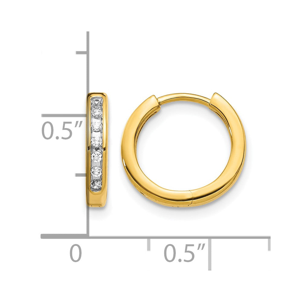 14K Gelbgold Creolen mit echten Diamanten und Klappscharnier