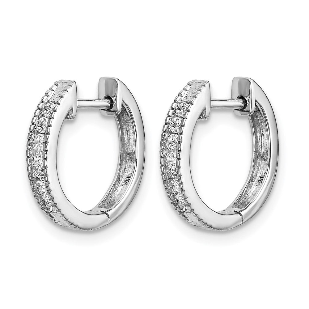 14K Weißgold Creolen mit Scharnier, Laborgezüchteter Diamant 0,2 ct. VS/SI+ G+