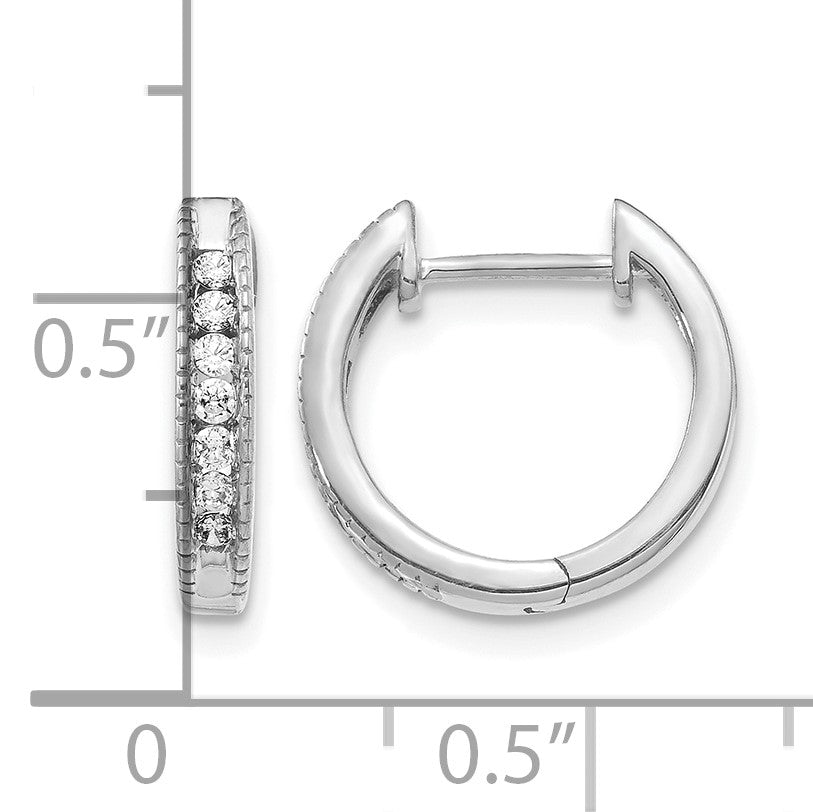14K Weißgold Creolen mit echten Diamanten (Klappscharnier)
